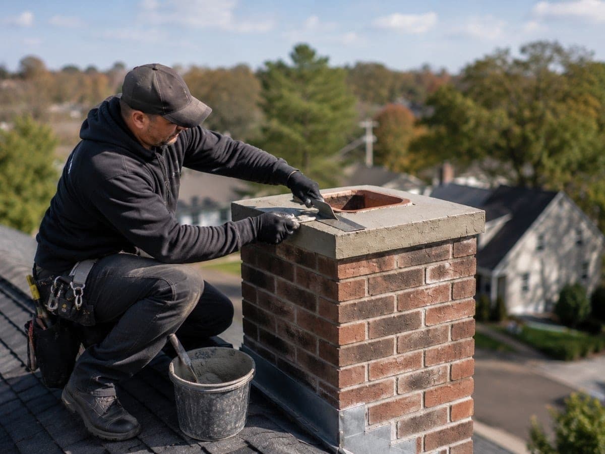 Technician finishing a new mortar crown